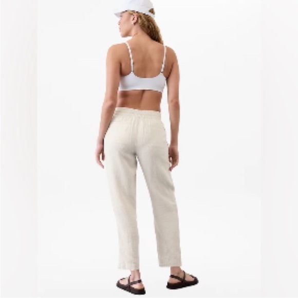 Athleta Retreat High Rise Linen Ankle Pant White Womens Size Large NWOT - Picture 5 of 12